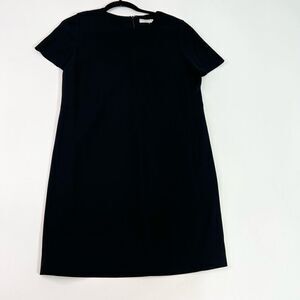 Babaton Shift Dress Womens 10 Black Crew Neck Cap Sleeves Back Zip Mini